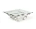 Goldoma 39-Inch Clear Glass and Stainless Steel Square Coffee Table with Shelf
