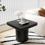 Modern nesting coffee table set with fluted pedestal design in eco-friendly wood for living room