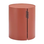 Goldoma brown aluminum round drum end table - compact modern side table for living room