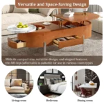 Goldoma lift top coffee table with 360-degree marble-patterned rotating tray and hidden storage