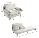 Foldable Sofa Bed Recliner 3-in-1 Convertible Sleeper Eco-Friendly Modular Design Mid- Modern Decor Living Room Bedroom - Image 17
