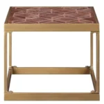 16" HMS Rectangular End Table in Brass with Warm Brown Leather Console Tables Product - Image 4