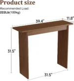 Goldoma solid wood walnut console table – slim mid-century entryway table with rubberwood in a modern living room setting.