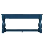 Goldoma 63-inch mid-century console table with three drawers and shelf in navy blue, solid wood entryway sofa table