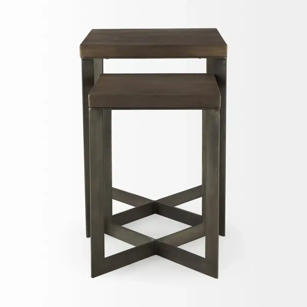 Goldoma 26" Brown Solid Wood Square End Table - Elegant Living Room Accent Furniture
