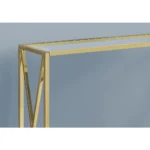 Goldoma 42-inch clear and gold glass console table with mirrored accent in a modern living room