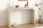 Goldoma solid wood console table with curved storage in natural oak finish