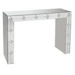 Goldoma modern mirrored console table with faux rhinestone accents in a living room entryway