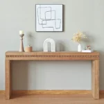 Goldoma 64-inch modern solid wood luxury console table for entryway and living room