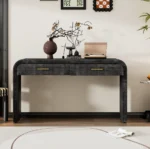Goldoma solid wood console table with two drawers in a modern living room setting