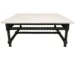 Goldoma 48" White and Black Genuine Marble and Solid Wood Square Coffee Table