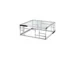 Goldoma 40" Clear and Silver Glass Coffee Table with Stainless Steel Frame