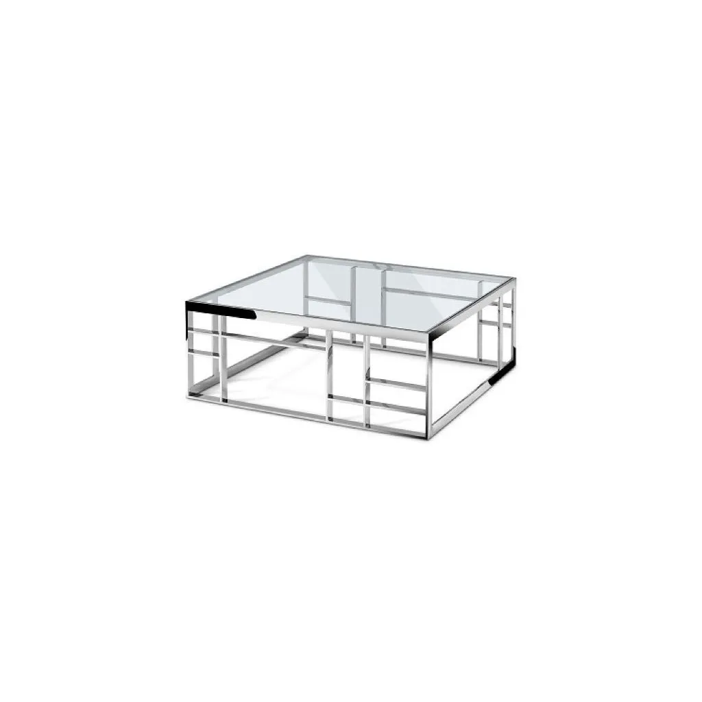 H9318552e9d484464a1c5b4e5f6c98536x.webp Goldoma 40-inch clear and silver glass coffee table with stainless steel frame in modern living room
