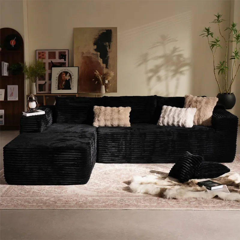 H93d0f603114a44f5bb21a8f9ad8a05b32.webp Goldoma modern black corduroy cloud modular sofa set in living room