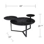 Goldoma 43 inch faux marble round coffee table with black iron base in a modern living room