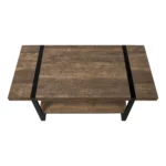 Goldoma farmhouse coffee table with storage in brown and black finish, spacious top and lower shelf