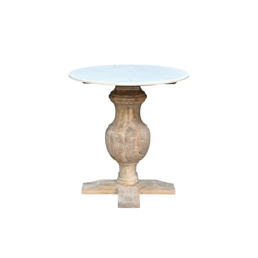 H9550689bb90546cda249072928837991j.webp Goldoma 26 inch brown marble and solid wood round end table in a living room setting