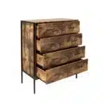 Goldoma 4-Drawer Industrial Dresser - Rustic Brown Storage Chest with Steel Frame – top view