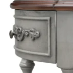 Curved wood console table with adjustable height and four drawers in gray and black finish - Goldoma 52 inch modern entryway table