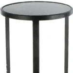 Goldoma 24 inch rustic black iron square end table in a living room setting