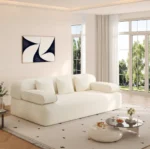 Frameless Sofa Set 2-in-1 Convertible Sofa Bed 3 Pillows-Plush Corduroy Fabric Modern Multi-Functional 3-Seater Apartment Sofa - Image 7