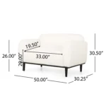 Goldoma 50-inch bouclé loveseat sofa in white upholstery with black wood legs, perfect for small living rooms