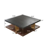 Goldoma modern square coffee table with stainless steel frame and wood top in living room