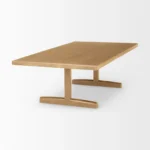 Solid oak coffee table 55 inch double pedestal coffee table in natural finish