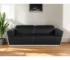 Goldoma 89-Inch Black and Silver Genuine Leather L-Shape Sectional Sofa