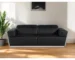 Goldoma 89-Inch Black and Silver Genuine Leather L-Shape Sectional Sofa