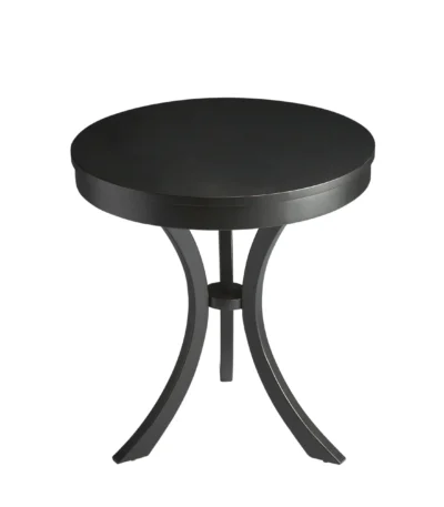 Goldoma 26 inch distressed black end table in a living room setting