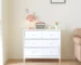 Goldoma White 4-Drawer Kids Dresser with Lighted Mirror - Solid Wood Storage for Nursery & Bedroom
