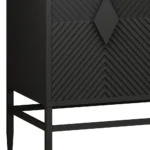 Goldoma modern storage cabinet with adjustable shelf – black 2-door MDF cabinet with fluted doors and metal legs for living room