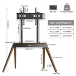 Goldoma TV floor stand for 40-86 inch TVs with height adjustment and cable management in a modern living room