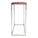 Goldoma boho console table with recycled wood top and mirrored accents in entryway