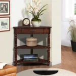 Goldoma wooden corner side table in Nordic style, perfect for entryway or living room