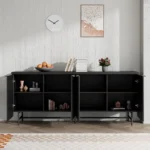 Goldoma modern wood sideboard cabinet with multilayer storage and Nordic design in a living room