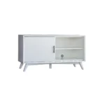 Goldoma 50-inch white solid wood TV stand with enclosed storage and cord management