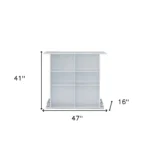 Goldoma 47-inch white rectangular bar table with shelves in high-gloss finish