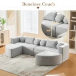 Goldoma modular sectional sofa in L-shape with deep seating and chenille fabric