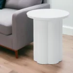 Goldoma white aluminum pedestal end table 19 inch round table for living room side table