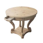 Eco-friendly modern solid wood small dining table with curved legs and natural finish