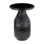 Goldoma 20-inch black solid wood round farmhouse accent table with pedestal base and textured top