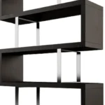 HMS 67 Espresso and Silver Metal Three-Tier Etagere Bookcase Wood Bookshelves & Bookcases - Image 4