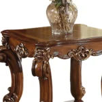 Goldoma 26 inch cherry square end table with shelf in living room
