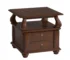 Goldoma 26" Solid Wood Square End Table with Two Drawers and Shelf