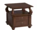 Goldoma 26" Solid Wood Square End Table with Two Drawers and Shelf