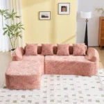 Boucle L-shaped Sectional Sofa Set Compressed Design for Living Room High-Elastic Sponge Comfort