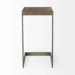 Goldoma 26 inch brown square end table with storage shelf - solid wood and metal