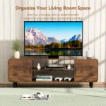 Goldoma 55 inch TV stand with storage cabinets in rustic brown finish